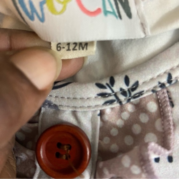 Deer Print Baby Girl Ruffled Romper One Piece Snap Closure Soft Material 6-12M - Picture 11 of 12